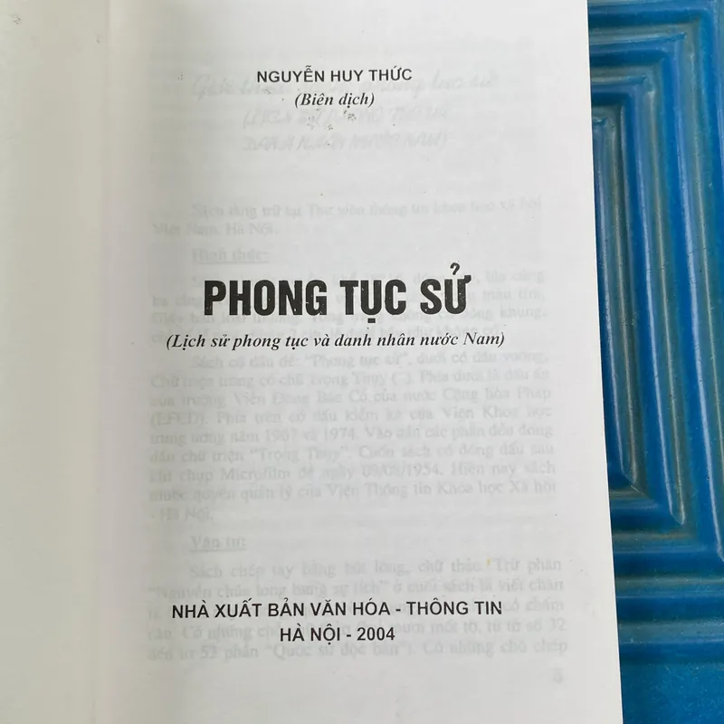 PHONG TỤC SỬ, Lịch sử phong tục và danh nhân nước Nam 558669