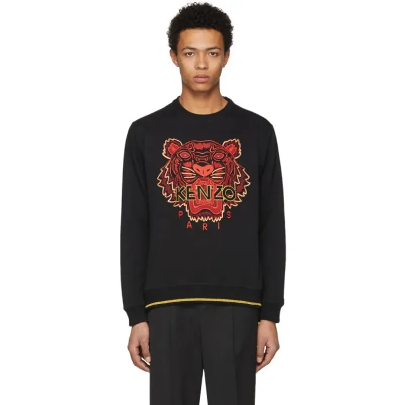 Áo sweater nam Kenzo thêu đầu hổ màu đen size M 757102