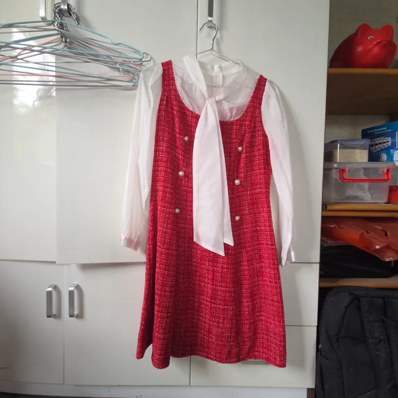 Váy dạ khóa kéo cổ nơ điệu 1006207