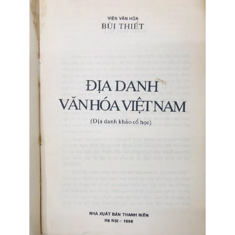 Địa danh văn hoá Việt Nam ( địa danh khảo cổ học ) - Bùi Thiết 126812