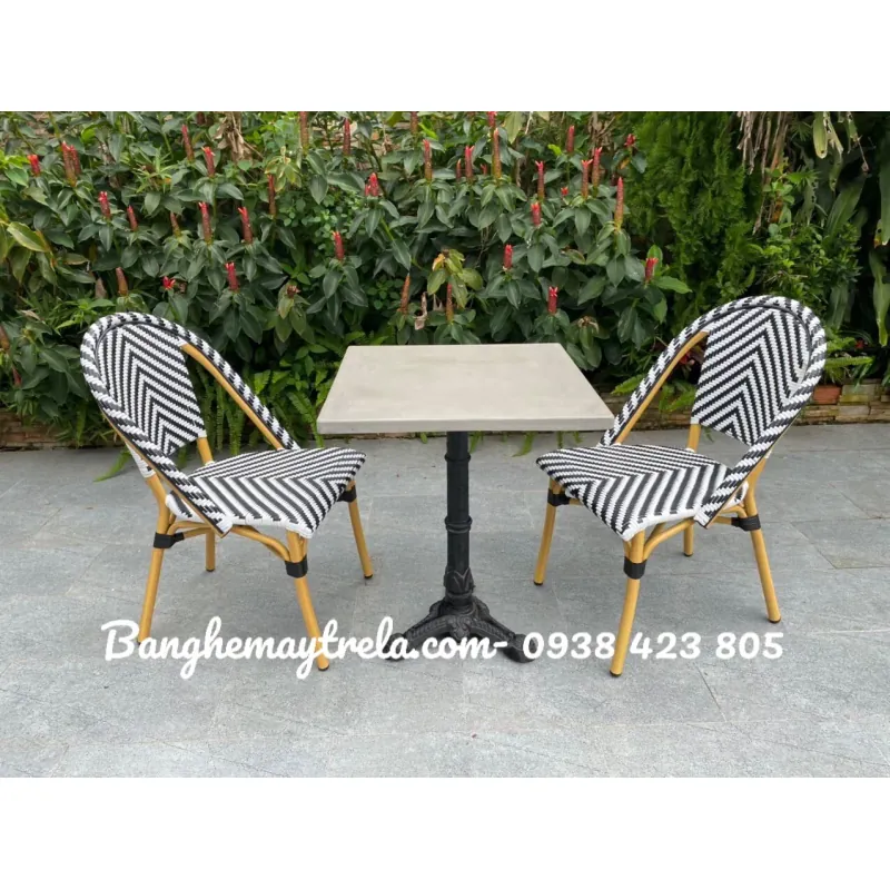 Ghế nhựa giả mây khung nhôm 780093