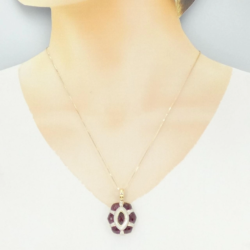 K18YG/K18WG Mặt dây chuyền đá màu - Hàng hiệu Authentic 859860