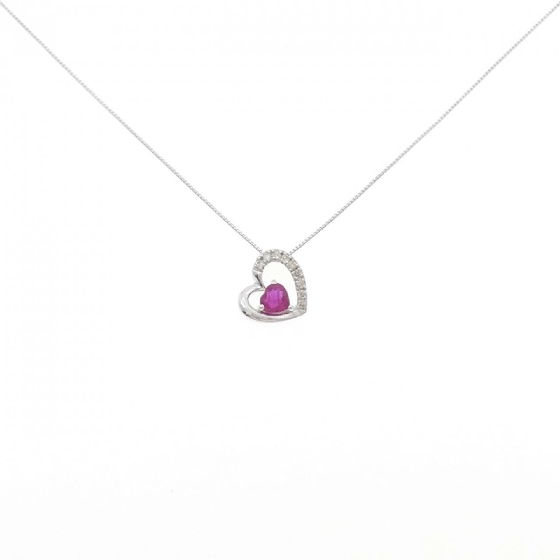 K18WG Dây chuyền hình trái tim Ruby 0.30CT - Hàng hiệu Chính hãng 858288