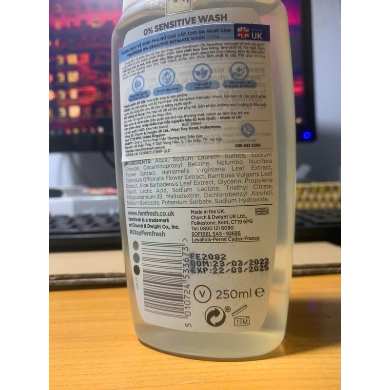 Dung dịch vệ sinh phụ nữ cao cấp Femfresh 250ml chính hãng nguyên mác 78297