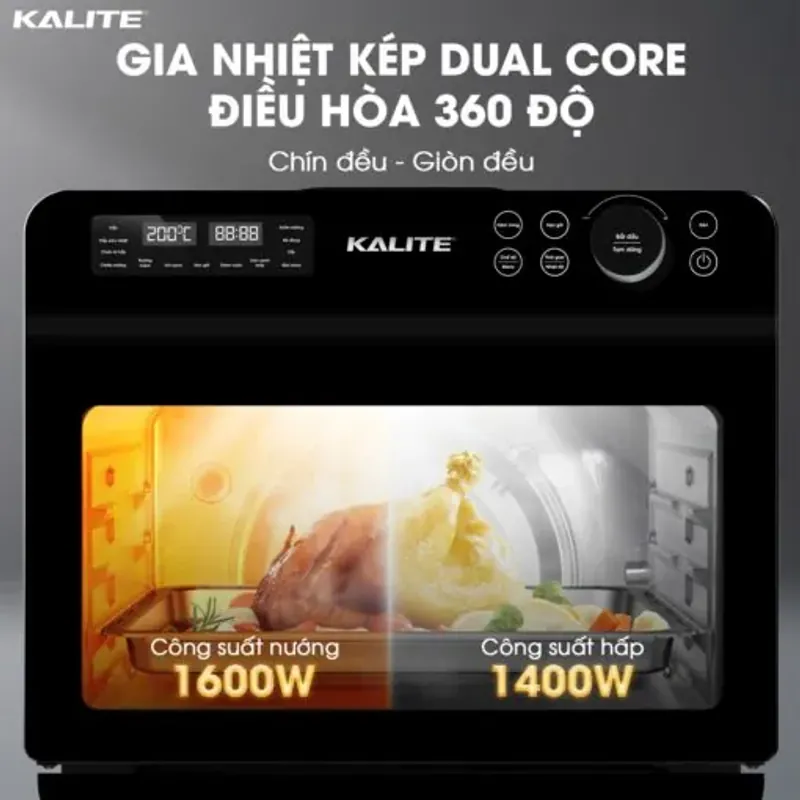 Nồi chiên hơi nước Kalite Steam Fusion Pro 4in1 20L chiên hấp nưỡng rã đông chính hãng 573036
