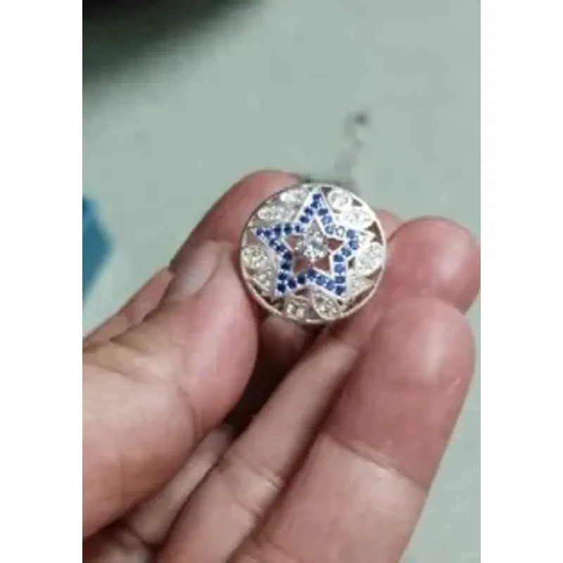 Nhẫn bạc phối đá xanh và trắng kiểu độc lạ đã qua sử dụng 573430