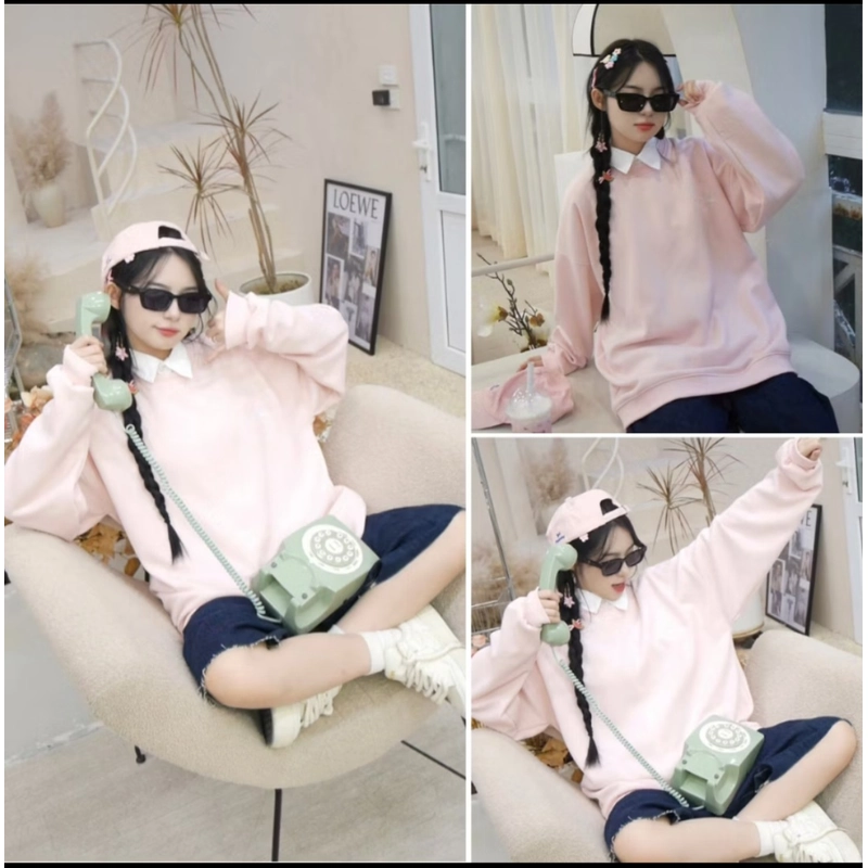 Áo sweater nỉ ép Hàn form rộng thêu logo TOSUN basic phong cách Hàn Quốc 316595
