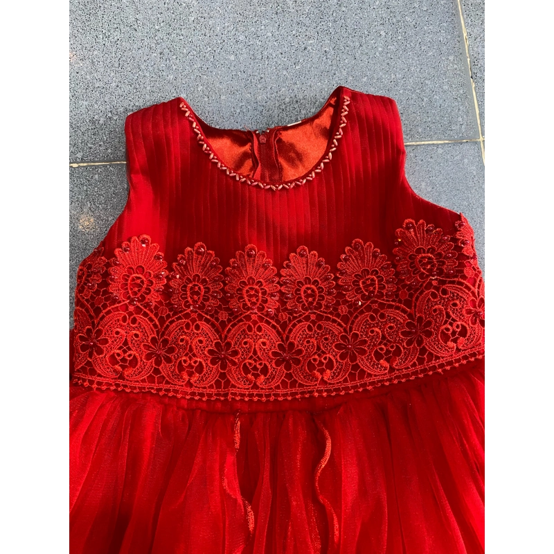 Đầm xoè công chúa voan cao cấp,đỏ mận chín, mặc 1 lần còn mới tinh,rất xinh(6tuổi mặc đẹp) 497823
