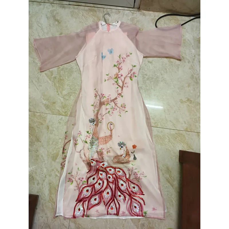 Áo dài Hoa Đào Chim Công 757613