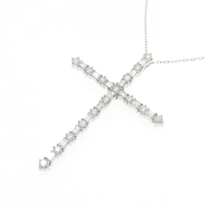 K18WG/PT850 Dây chuyền kim cương chéo 2.54CT - Hàng hiệu Chính hãng 858010