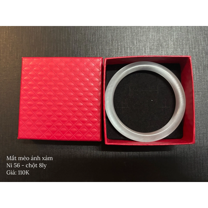 VÒNG ĐÁ MẮT MÈO ÁNH XÁM - Ni 56 - Chột 8mm 452768
