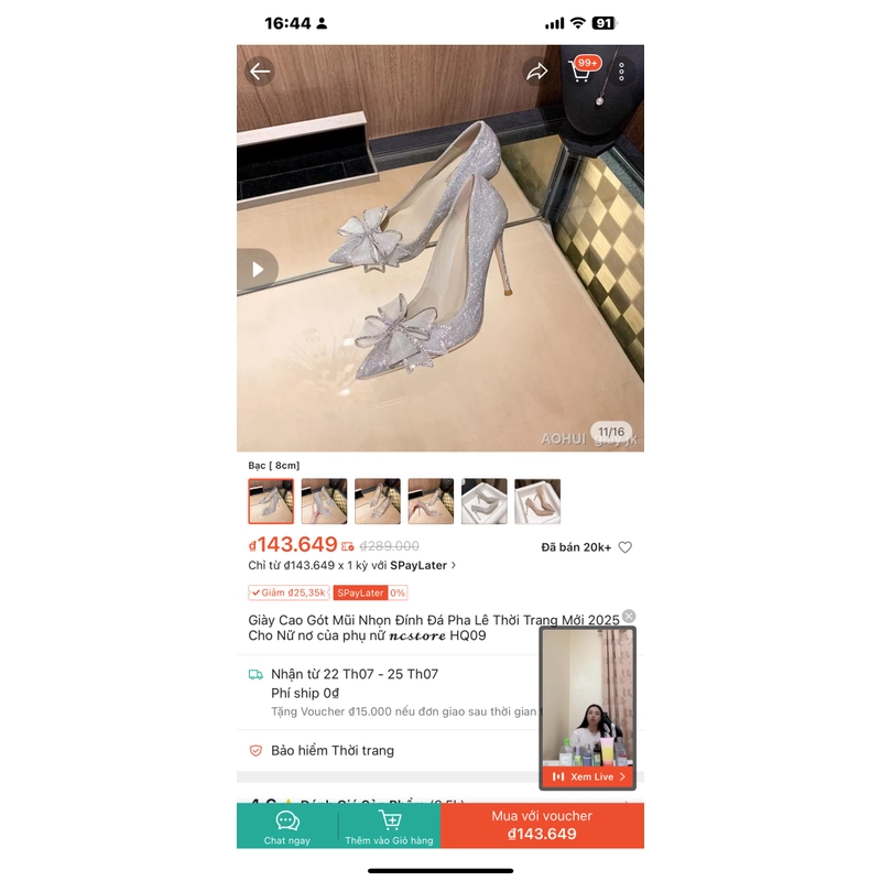 Giày cao gót mũi nhọn đính đá pha lê 507428