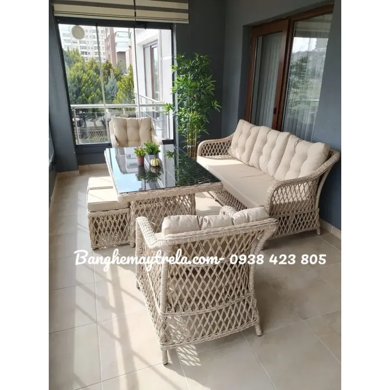 Bộ bàn ghế nhựa giả mây 758733