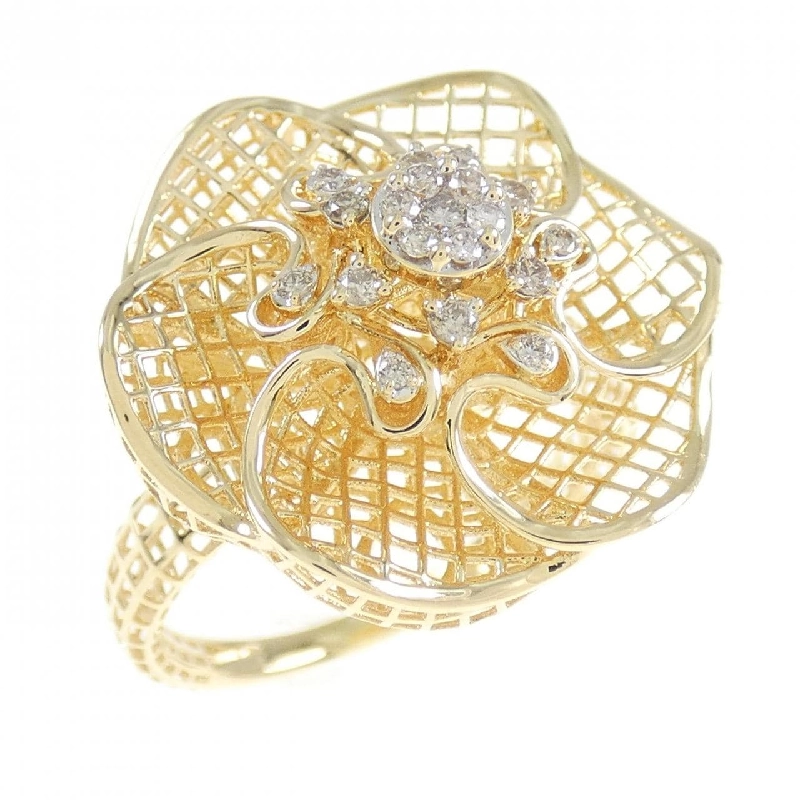 Nhẫn kim cương K18YG hoa 671650