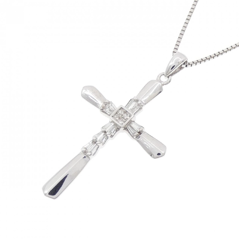 K18WG/750WG Dây chuyền kim cương chéo 0.20CT - Hàng hiệu Chính hãng 850696