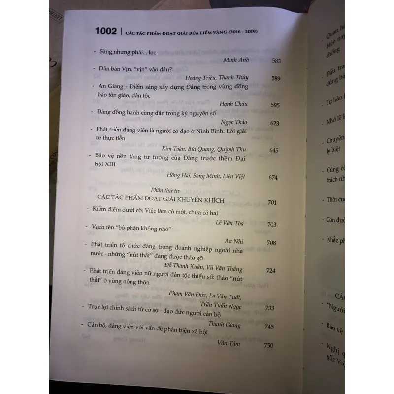 Các tác phẩm đoạt giải Búa Liềm Vàng (2016 - 2019) 705292