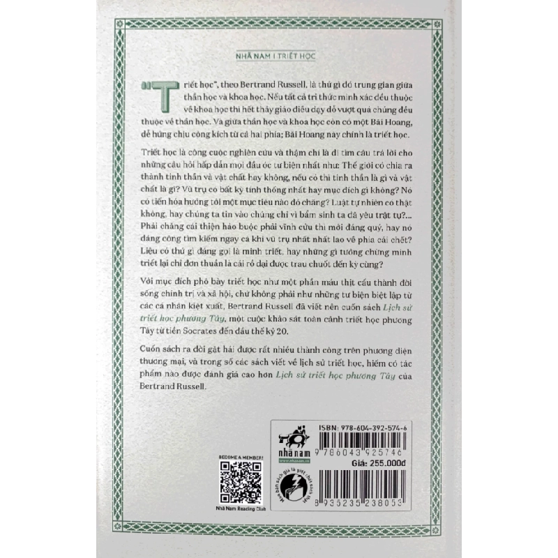 Lịch Sử Triết Học Phương Tây - Tập 1: Triết Học Cổ Đại (Bìa Cứng) - Bertrand Russell 286676