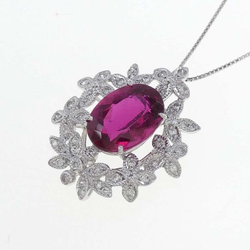K18WG Đá Tourmaline Rubelite Dây Chuyền 5.332CT - Hàng hiệu Chính hãng 862534