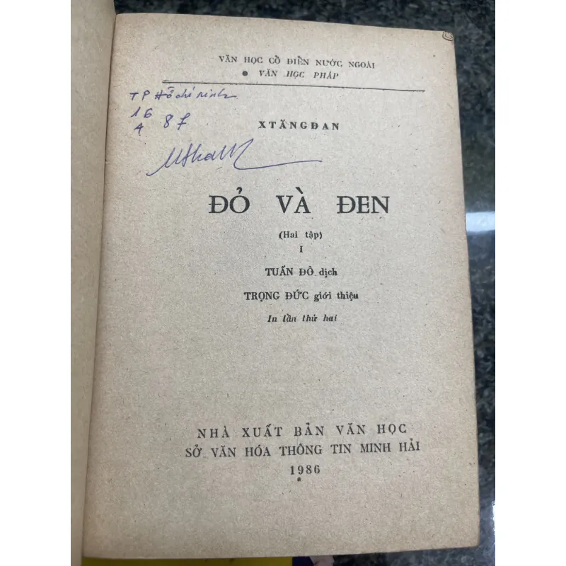 Đỏ và đen Xtangđan XB 1986 787292