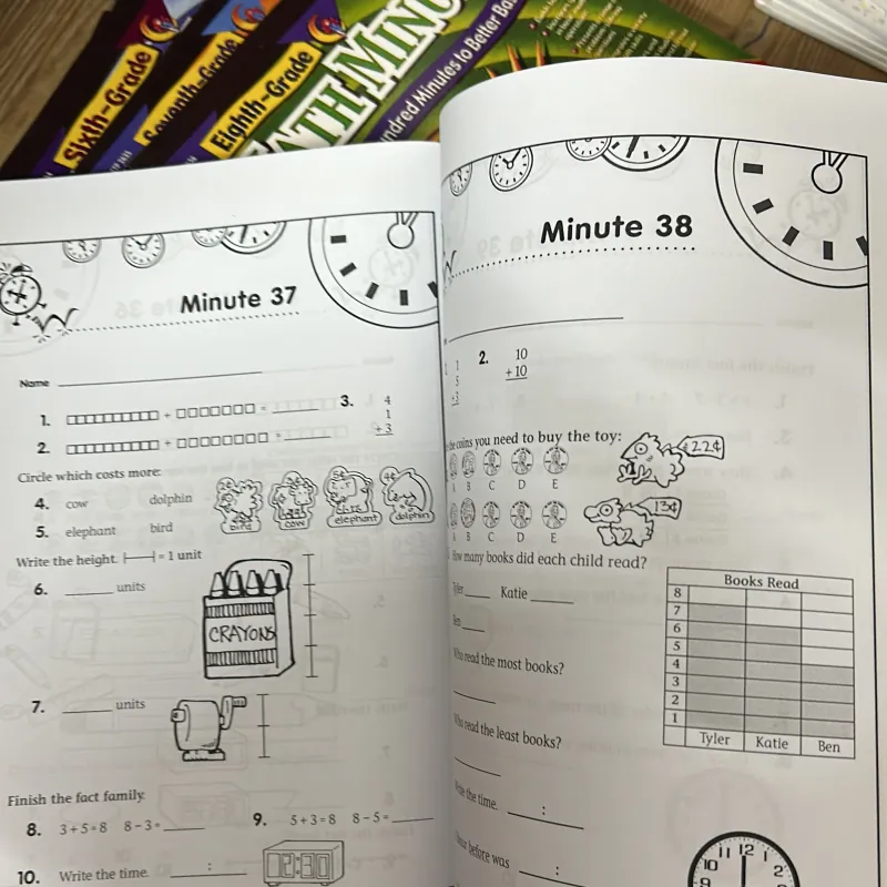 Bộ sách Math Minutes grade1-8 cho bé học Toán bằng English 1031500