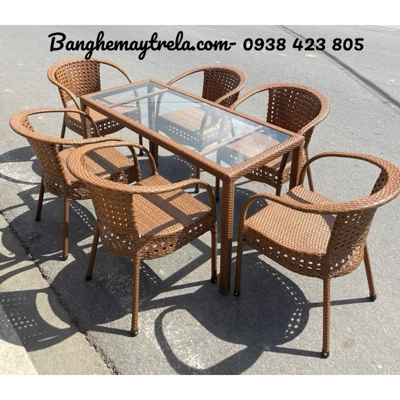 Bộ bàn ghế cafe mây nhựa giá rẻ 530930