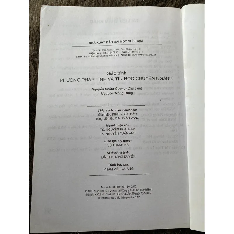 Giáo trình phương pháp tính và tin học chuyên ngành (Nguyễn Chính Cương) 265 trang 604441