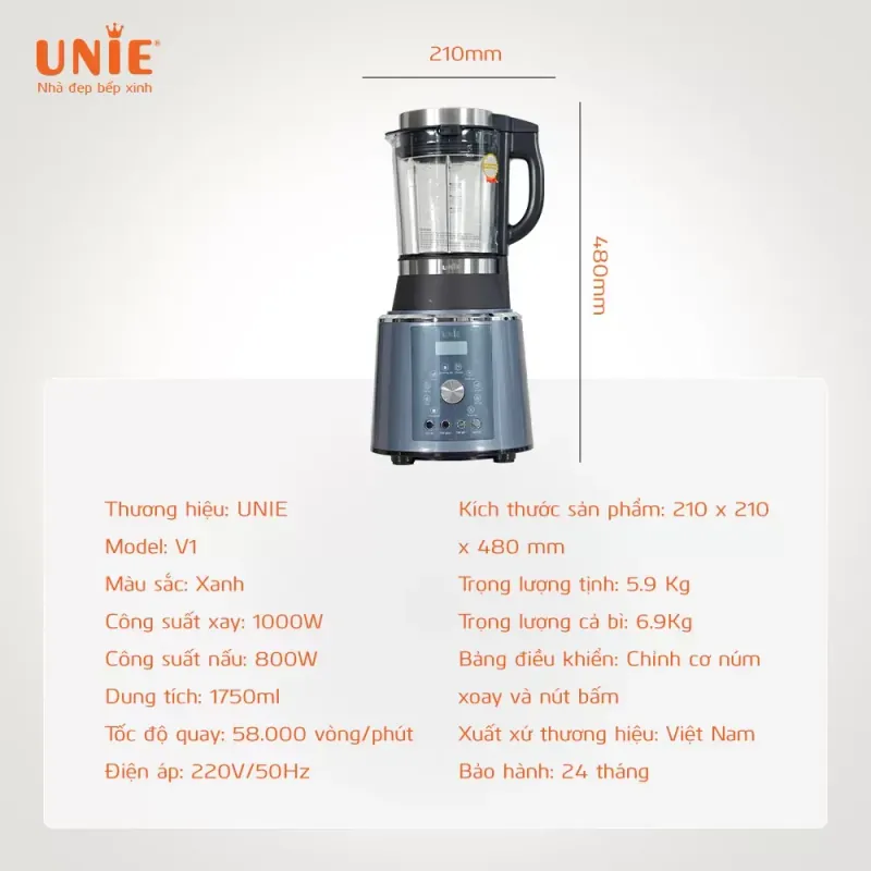 Máy làm sữa hạt UNIE V1 dung tích 1,75L 960299