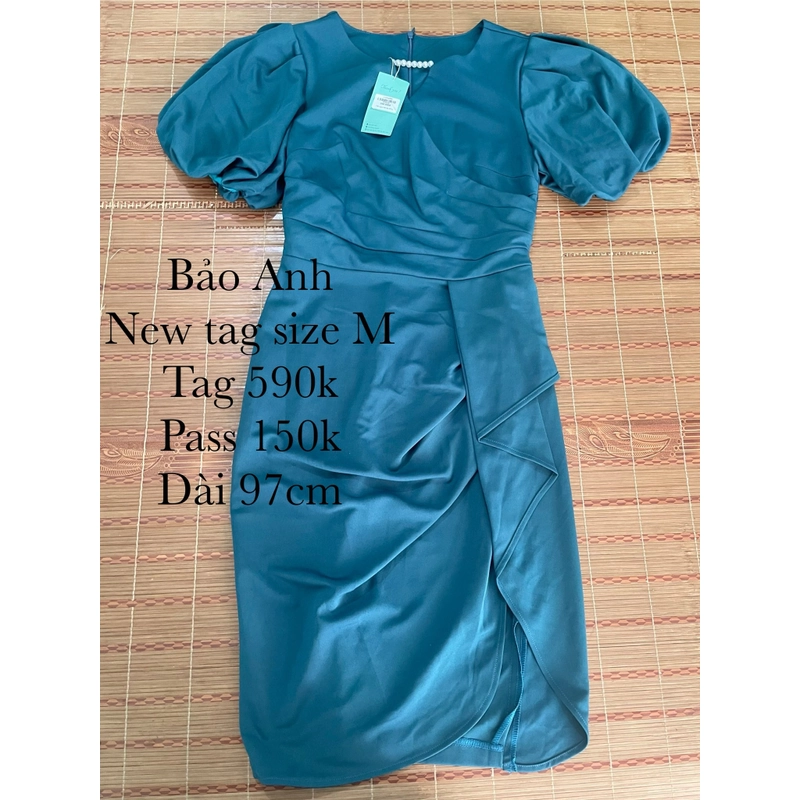 Đầm kiểu xanh new tag tay bồng 453139