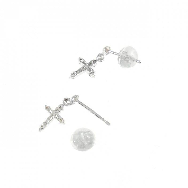 K18WG Bông tai kim cương chéo 0.08CT - Hàng hiệu Authentic 871209