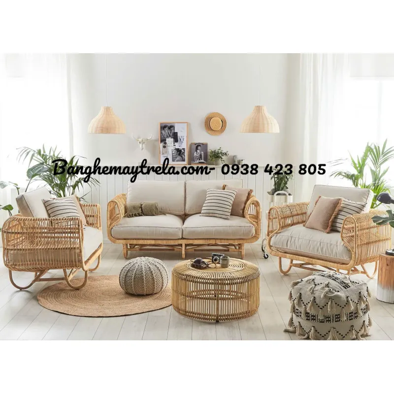 Sofa mây tổ yến phòng khách hiện đại 589205