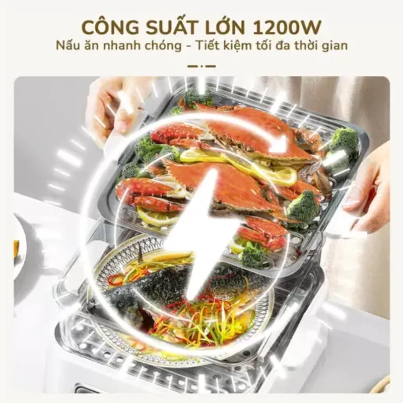Nồi lẩu hấp đa năng UNIE UE668 10L, lòng nồi Ceramic cao cấp mới, 8 chức năng nấu 588861
