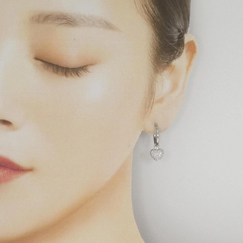 PT900/K18WG 2WAY Heart Pave Diamond Earrings 0.20CT - Hàng hiệu Authentic 872905