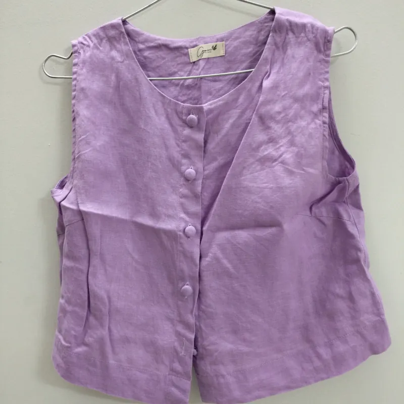 Set bộ áo và chân váy màu tímLINEN, size SM, độ mới cao 1021157