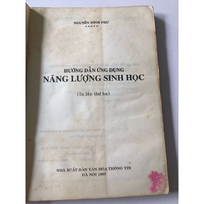 HƯỚNG DẪN ỨNG DỤNG NĂNG LƯỢNG SINH HỌC - 286 TRANG, NXB: 1997 299720