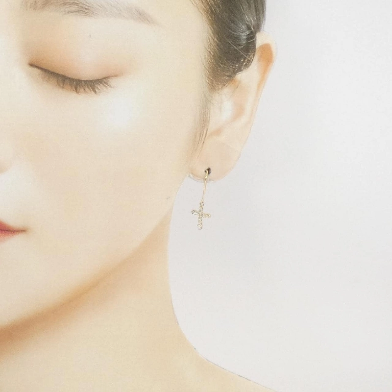 K18YG Bông tai kim cương chéo 0.40CT - Hàng hiệu Chính hãng 862957