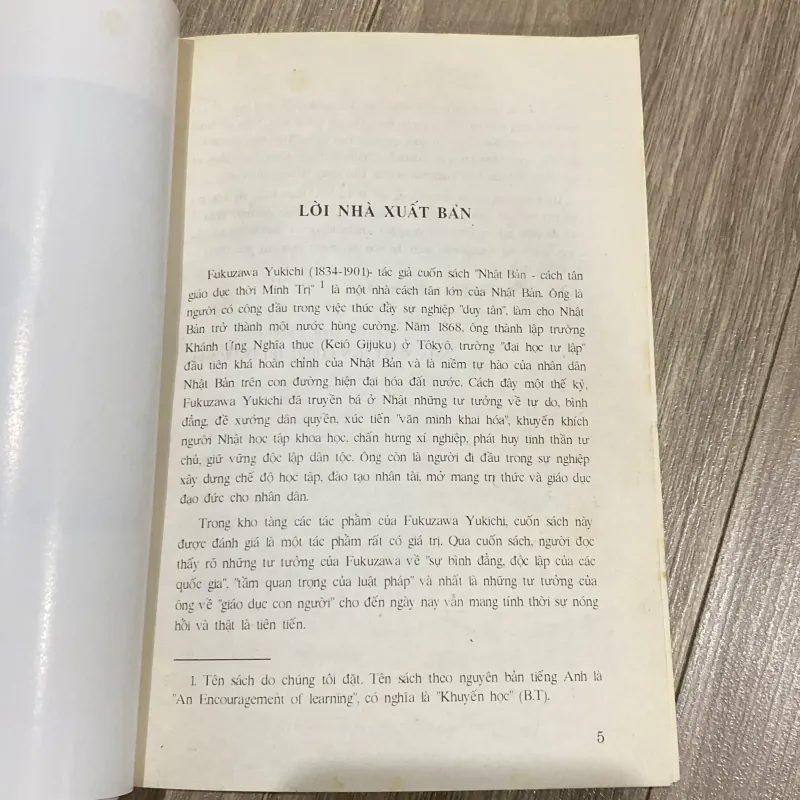 NHẬT BẢN - CẢI CÁCH GIÁO DỤC THỜI MINH TRỊ, FUKUZAWA YUKICHI (XB 1995) 1028983