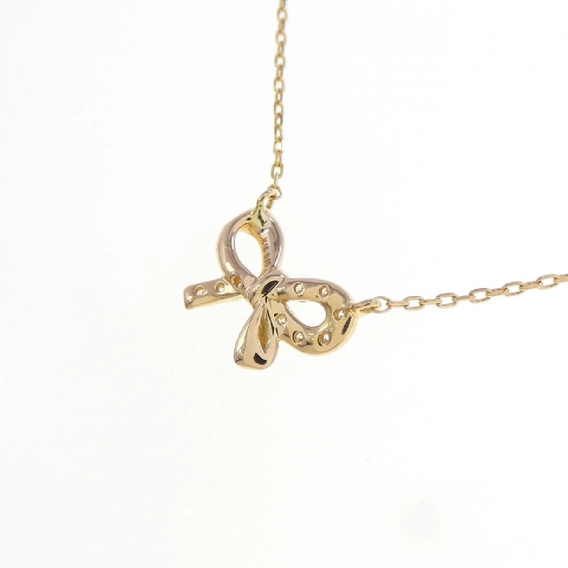 K18PG Dây chuyền kim cương hình ruy băng 0.05CT - Hàng hiệu Chính hãng 862553