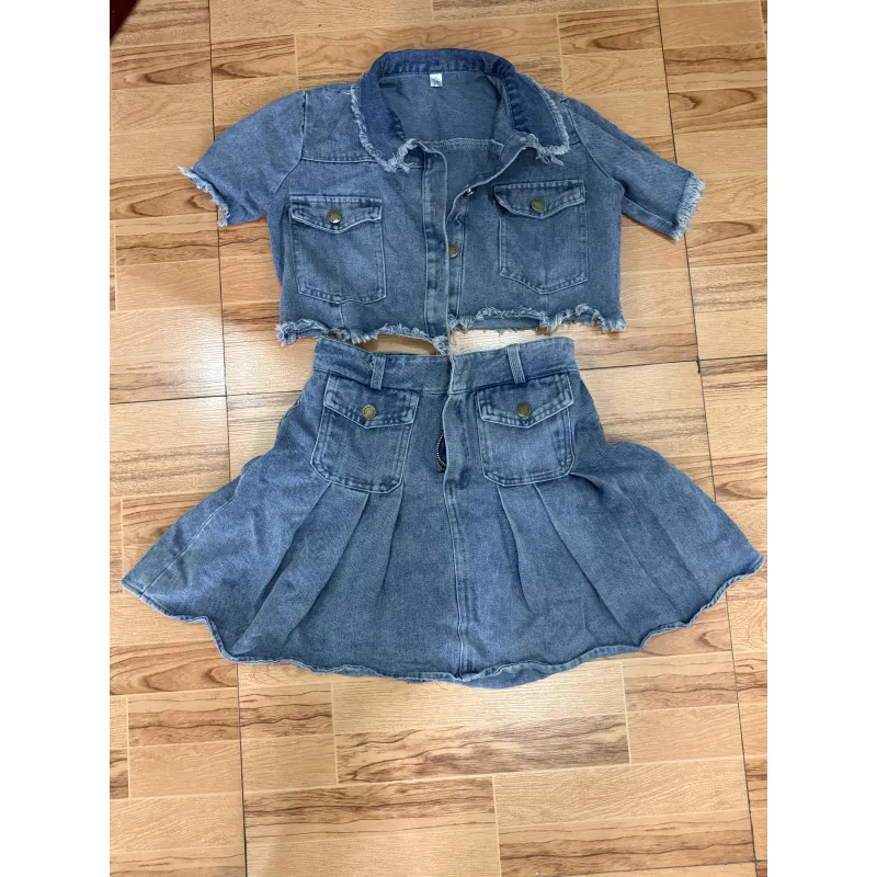 Set jean áo crop top chân váy 936933