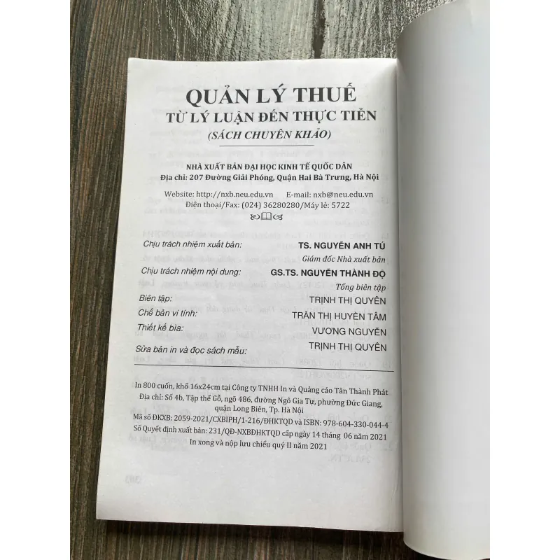 QUẢN LÝ THUẾ TỪ LÝ LUẬN ĐẾN THỰC TIỄN *** GIÁO TRÌNH KTQD 579670