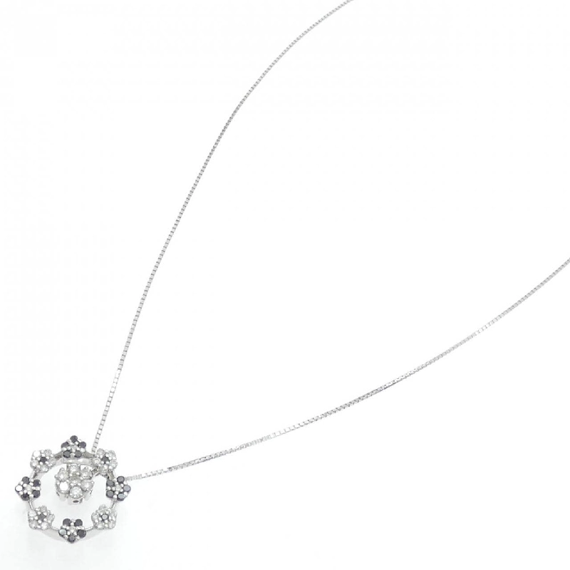 K18WG 2WAY Hoa Đá Quý Kim Cương Dây Chuyền 0.65CT - Hàng hiệu Chính hãng 859189