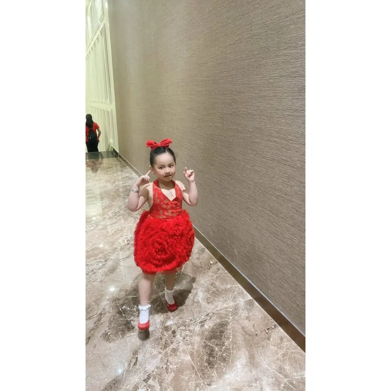 Đầm bé mới mặc 2l được tý ạ ,màu đỏ order về,size 25-31kg 791005