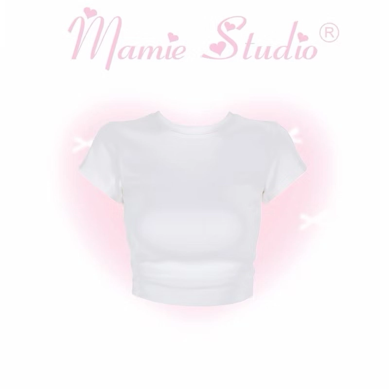 Áo croptop trơn body nữ tay ngắn đơn giản, chất thun cotton co giãn 497822