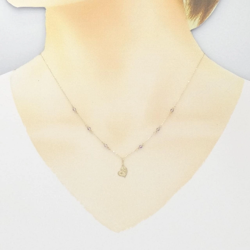 K10YG Dây chuyền Amethyst hình trái tim - Hàng hiệu Authentic 860950