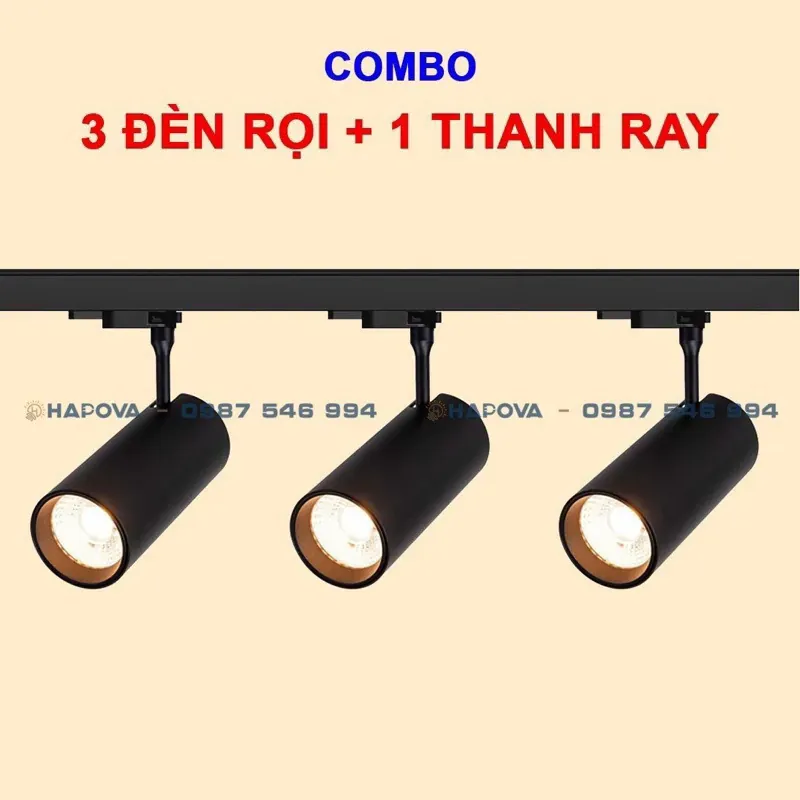 Combo 3 Đèn rọi ray và 1 Thanh ray 1 mét Công suất 20W, 30W  604291