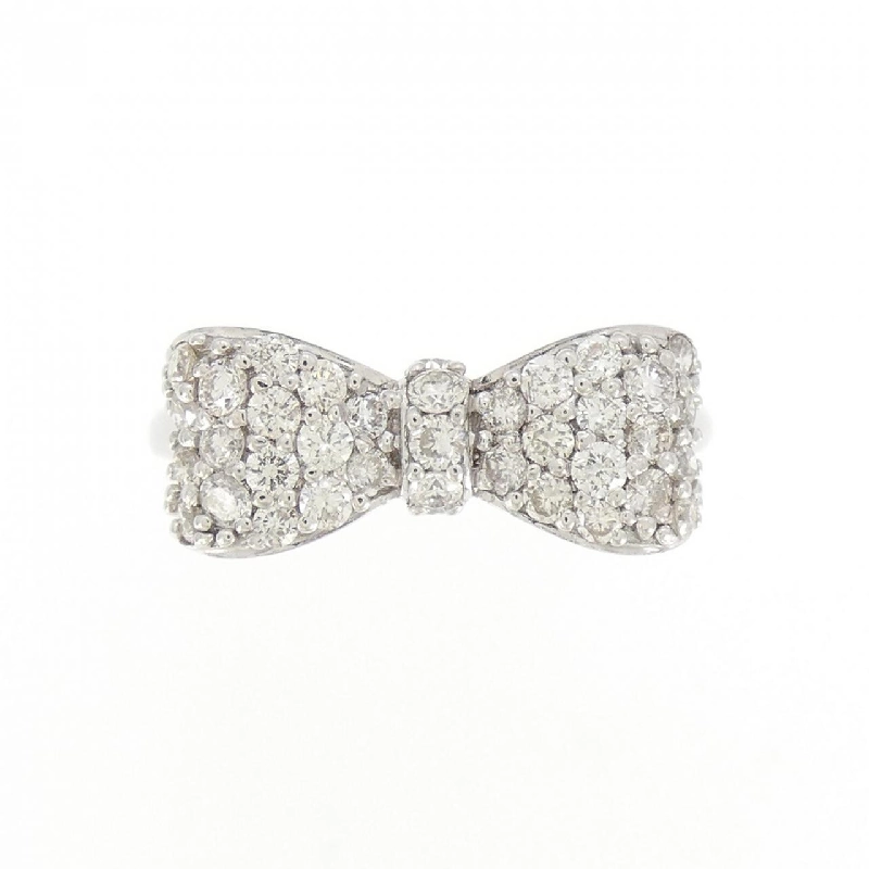 Nhẫn kim cương K18WG hình ruy băng 673641