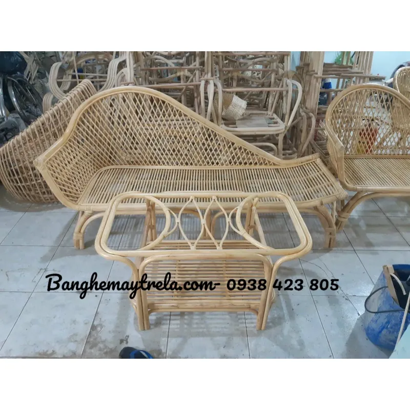 Băng ghế mây tre đan 753525