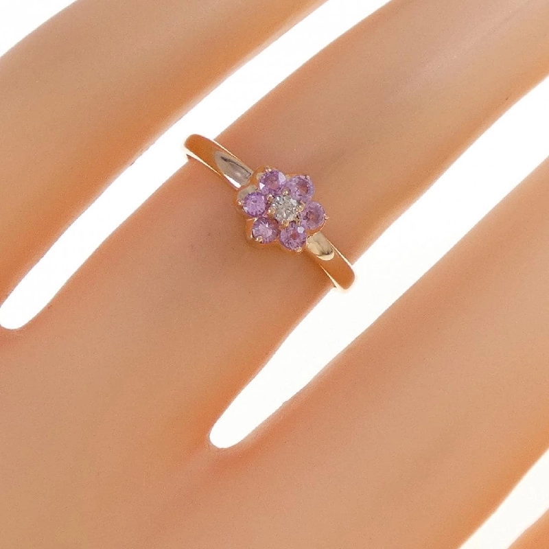 Nhẫn Sapphire K18PG Hoa 671134