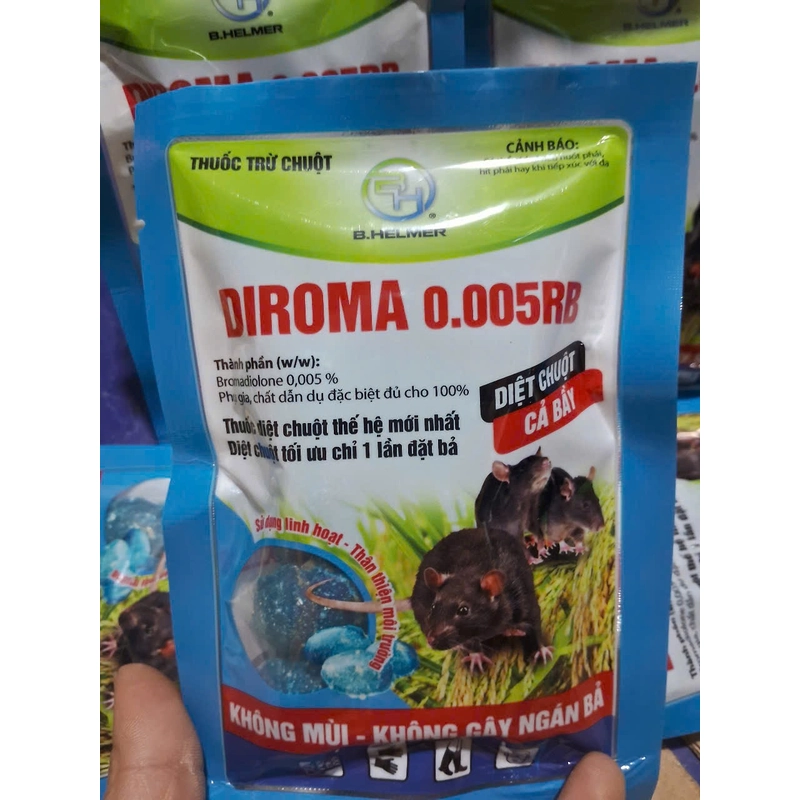 Thuốc diệt chuột dạng viên nén gói 20 viên DIROMA 0.005 RB- bả sinh học an toàn thế hệ mới 370882