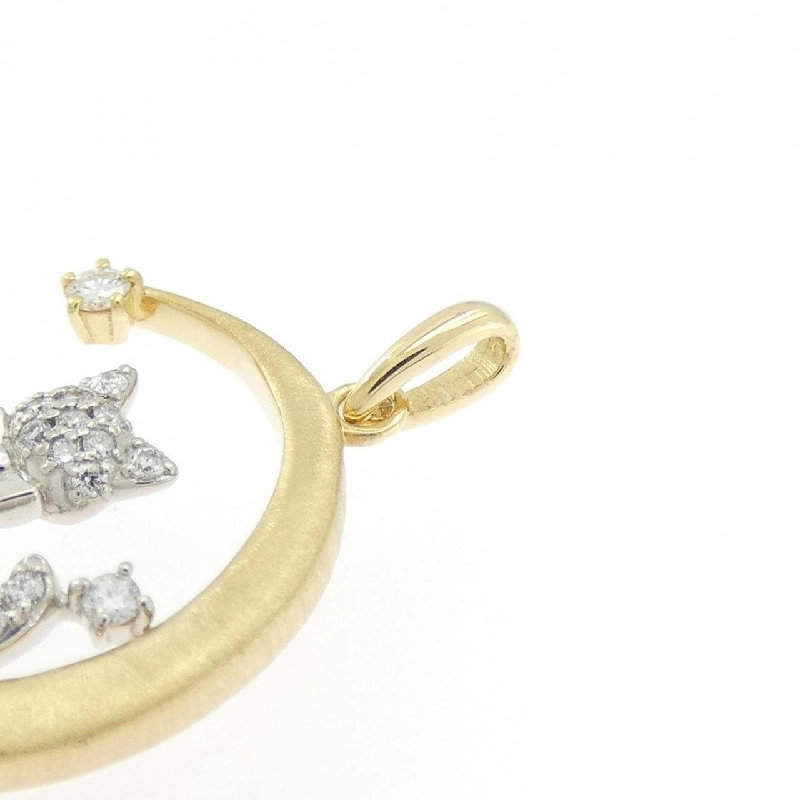 K18YG/PT950 Mèo × Mặt trăng Dây chuyền kim cương 0.21CT - Hàng hiệu Chính hãng 871621