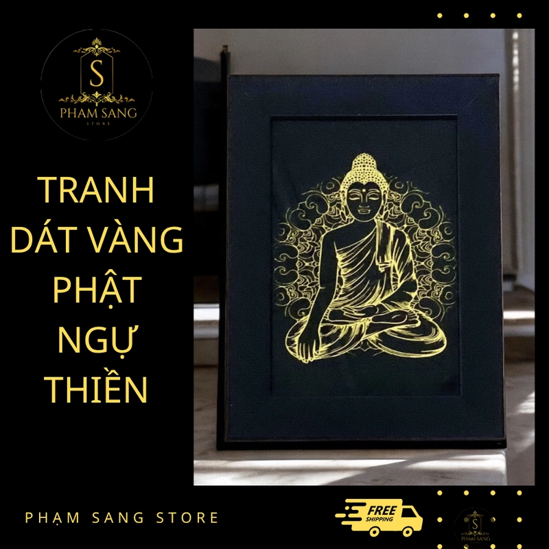 Tranh Treo Tường/ Để Bàn Dát Vàng Mẫu Phật Ngồi Thiền 4111